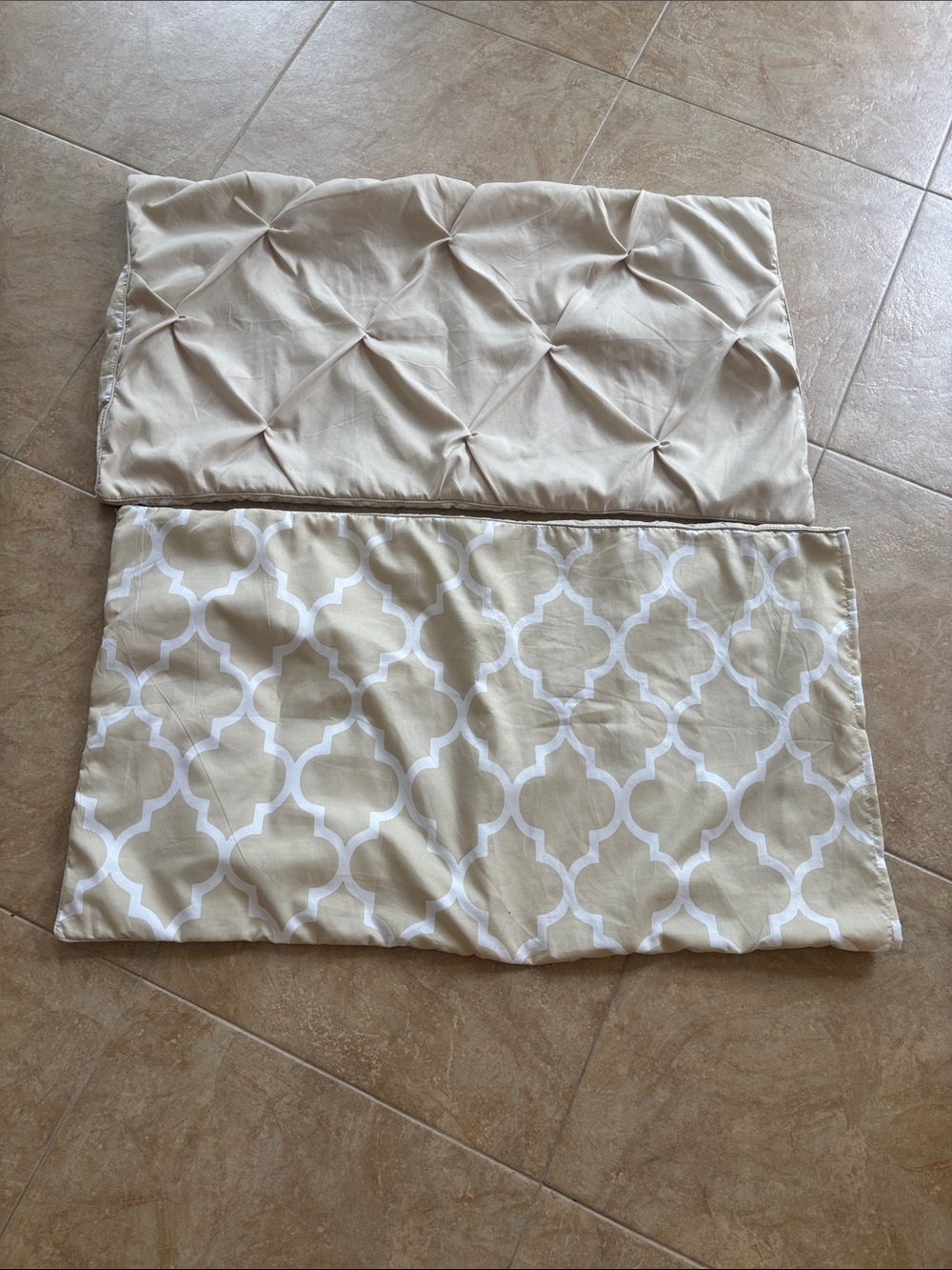 Neutral Beige White Trellis Pillow Shams - Set of 2